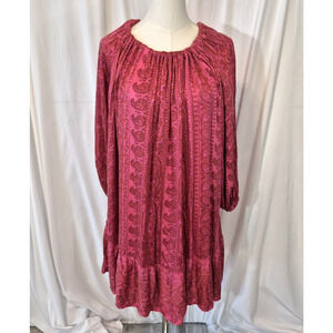 Anthropologie Omika Burgundy Paisley Floral Tunic Dress Medium